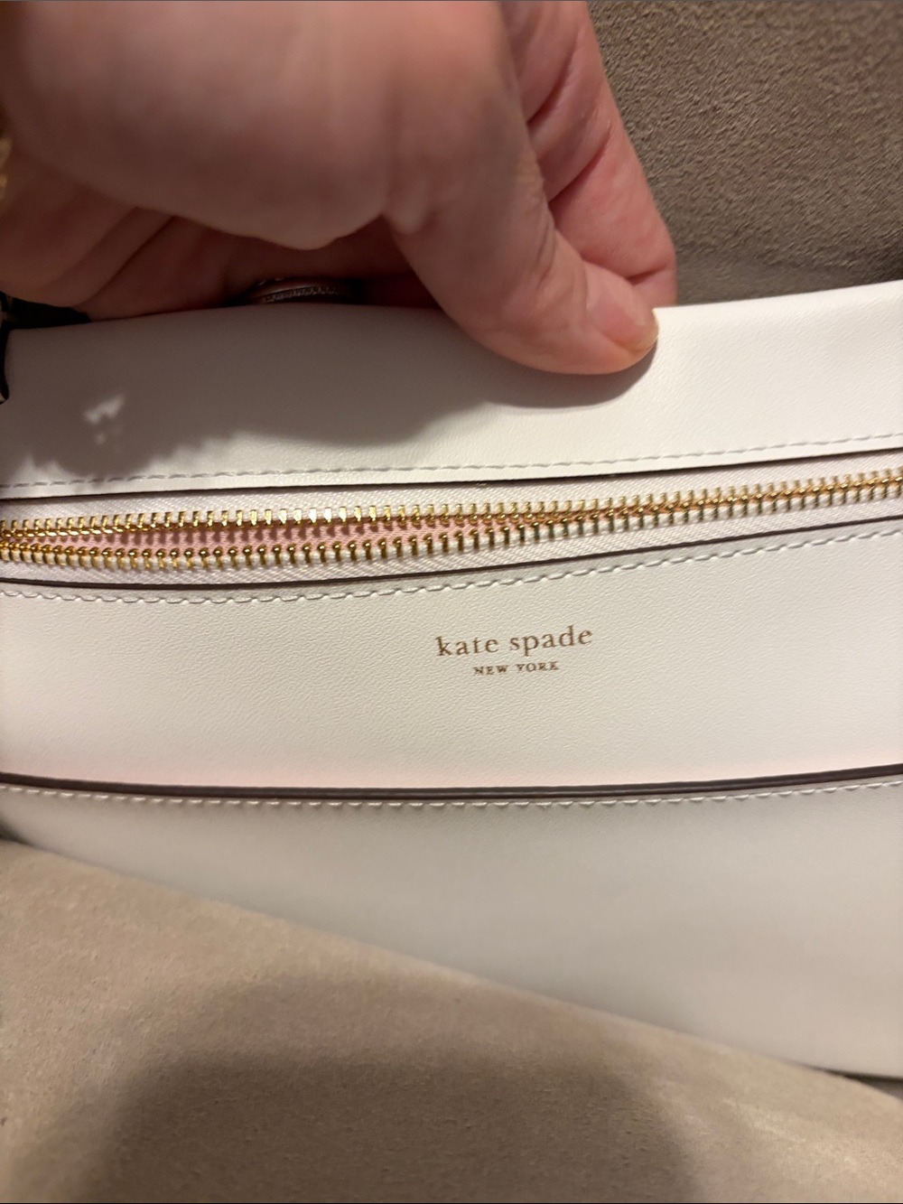 kate spade White Leather Double-Handle Tote - Picture 4 of 6